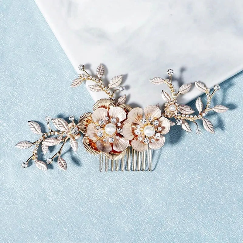 Wedding Hair Accessories - Gold Pearl Bridal Hair Comb