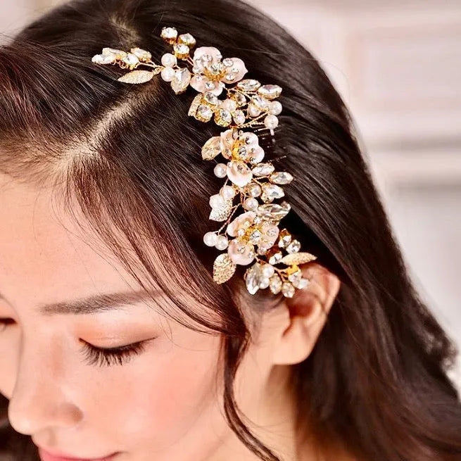 Wedding Hair Accessories - Gold Pearl Bridal Hair Comb