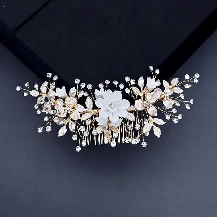 Wedding Hair Accessories - Gold Pearl Bridal Hair Comb