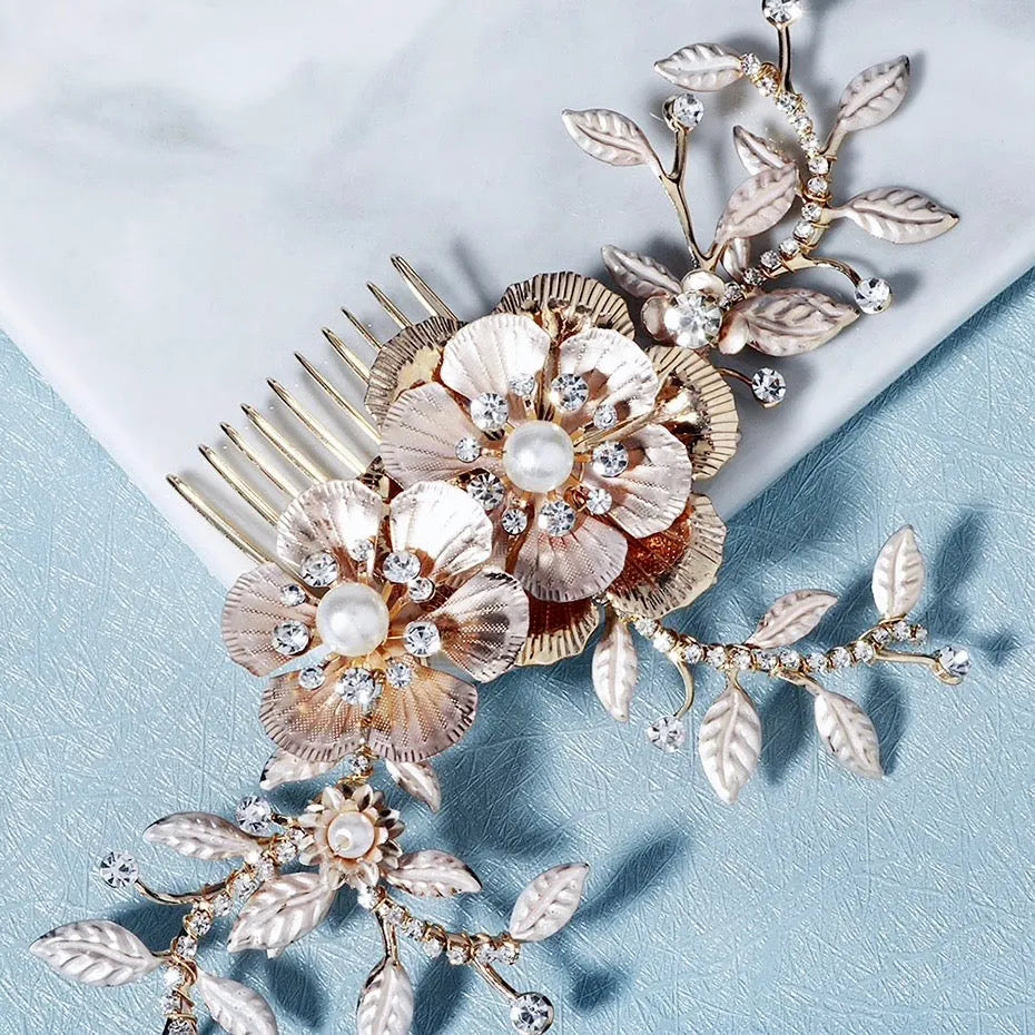 Wedding Hair Accessories - Gold Pearl Bridal Hair Comb
