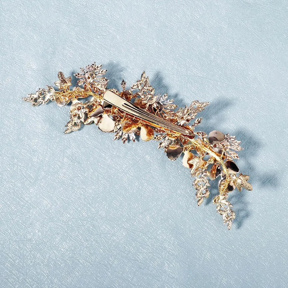 Wedding Hair Accessories - Gold Crystal Bridal Hair Clip