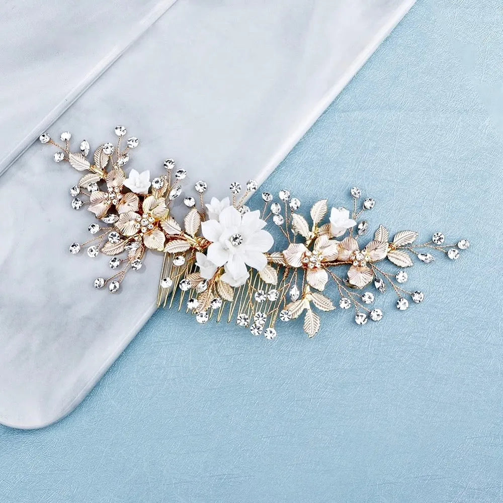 Wedding Hair Accessories - Gold Pearl Bridal Hair Comb