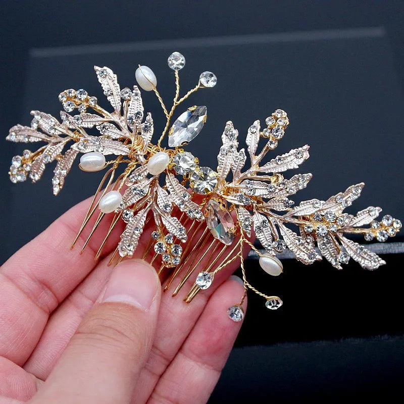 Wedding Hair Accessories - Pearl and Crystal Bridal Hair Comb - Available in Gold and Silver