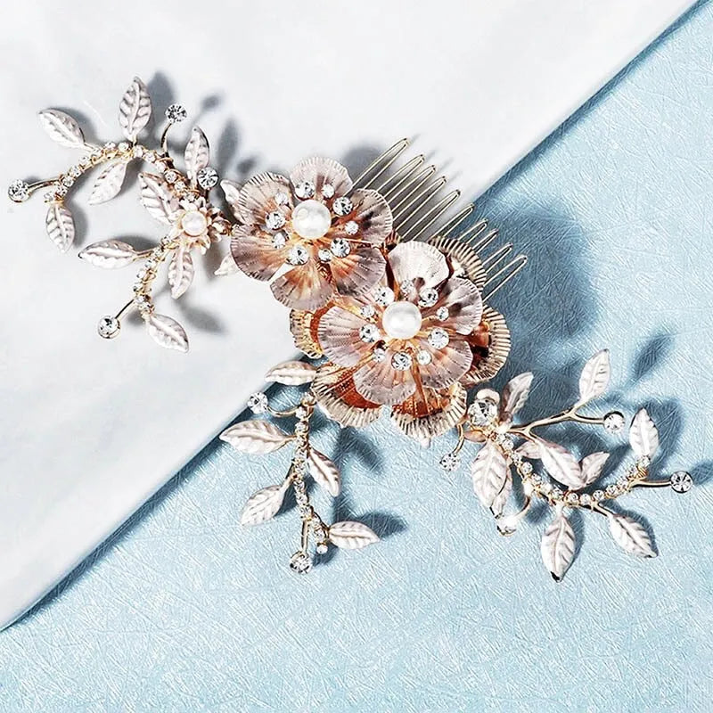 Wedding Hair Accessories - Gold Pearl Bridal Hair Comb