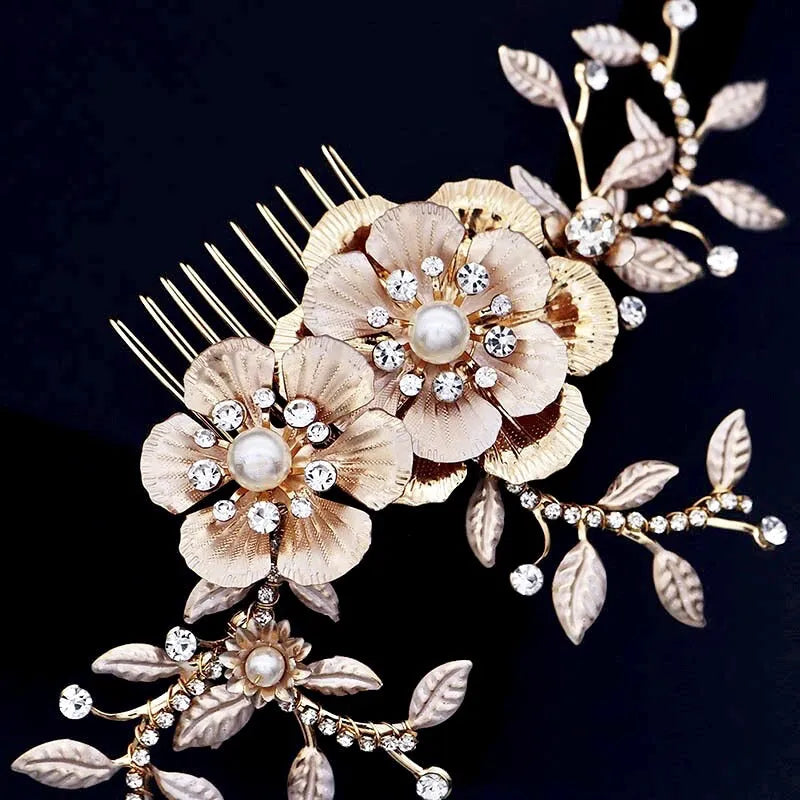 Wedding Hair Accessories - Gold Pearl Bridal Hair Comb