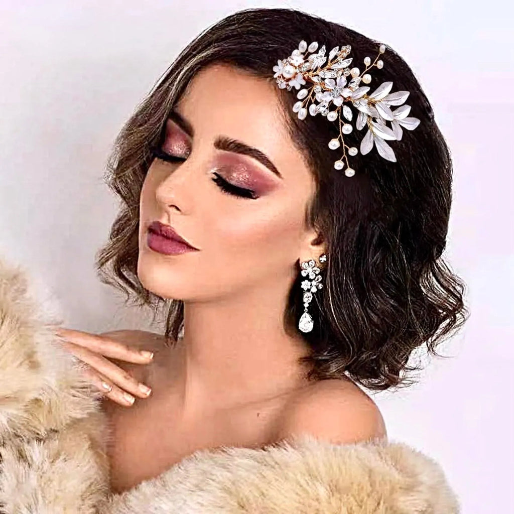 Wedding Hair Accessories - Gold Pearl Bridal Hair Comb