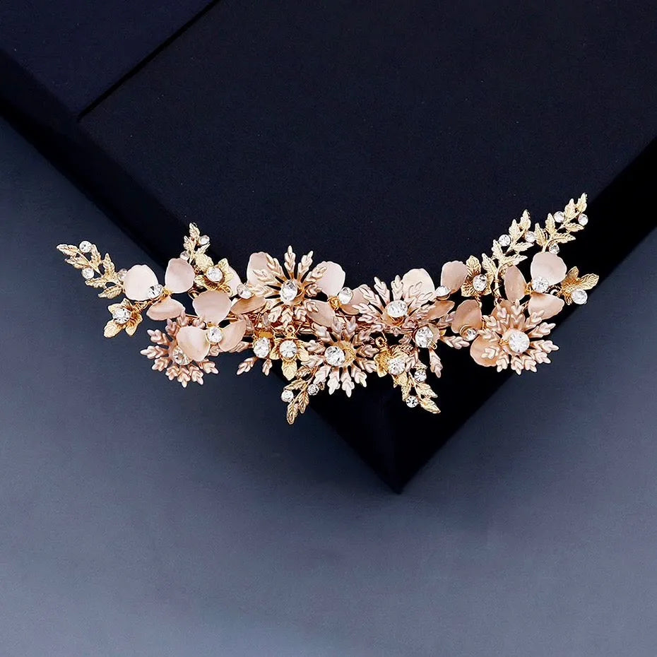 Wedding Hair Accessories - Gold Crystal Bridal Hair Clip