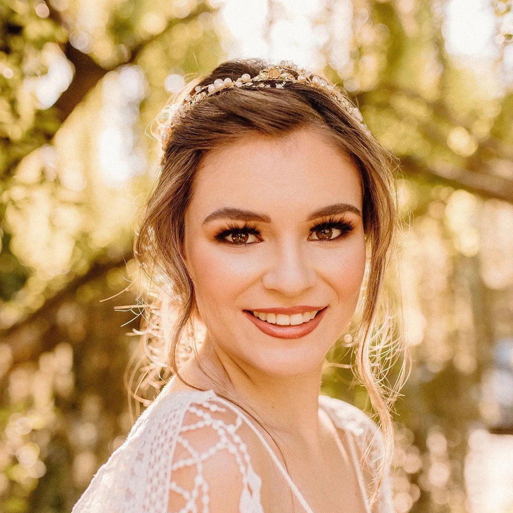 Wedding Hair Accessories - Swarovski Opal and Freshwater Pearl Bridal Headband