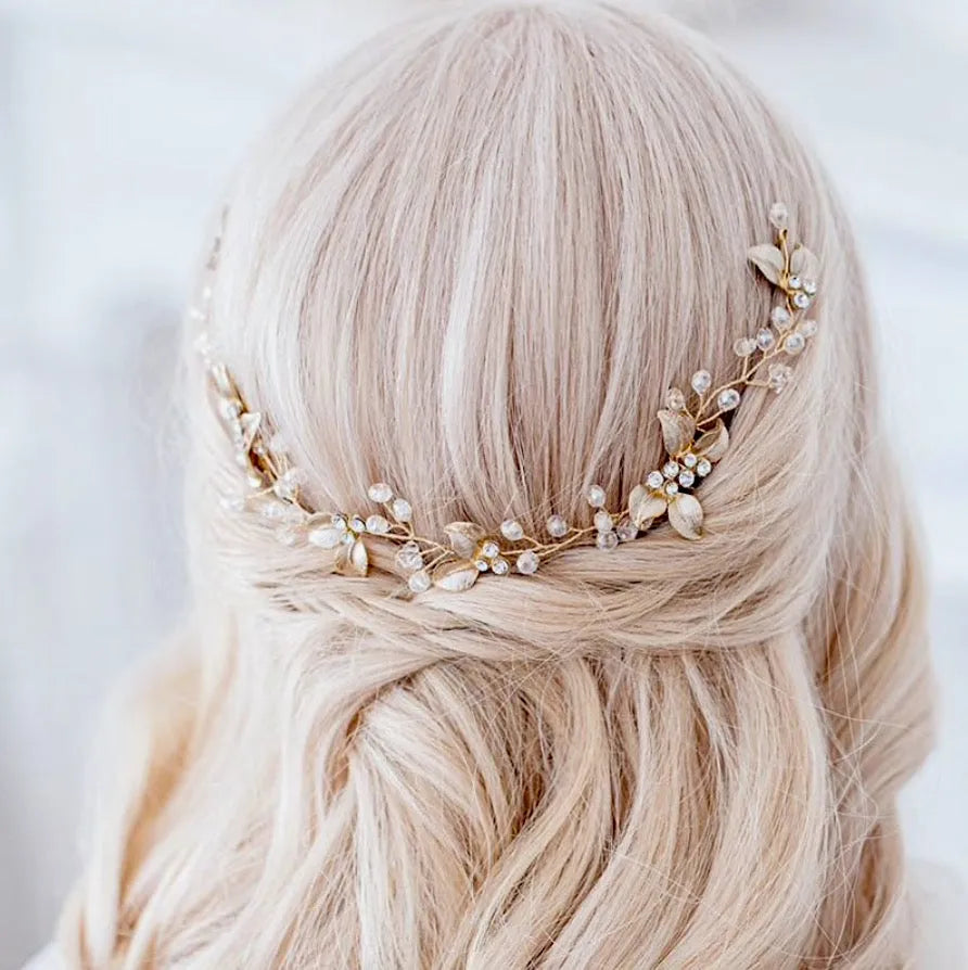 Wedding Hair Accessories - Pearl and Crystal Bridal Headband / Vine - Available in Gold and Silver