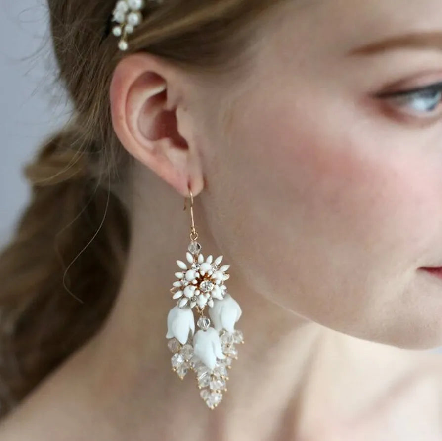 Wedding Hair Accessories - Gold Pearl and Crystal Bridal Headband with Matching Earrings