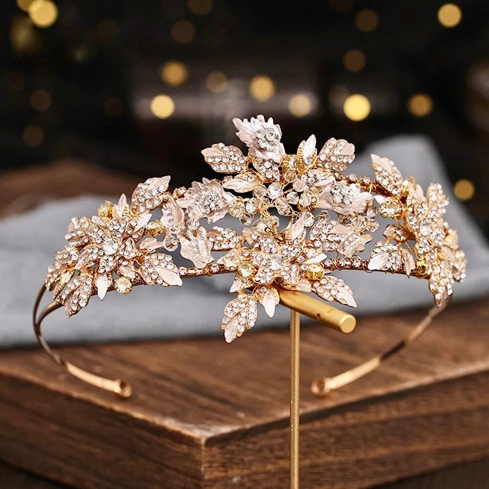 Wedding Hair Accessories - Gold Crystal Bridal Headband