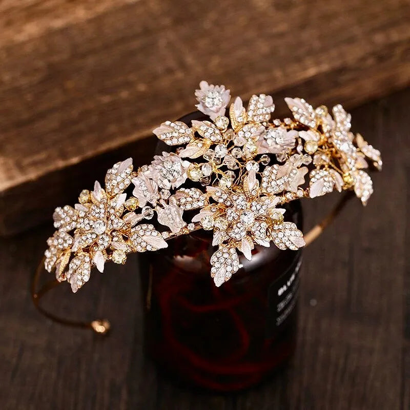 Wedding Hair Accessories - Gold Crystal Bridal Headband