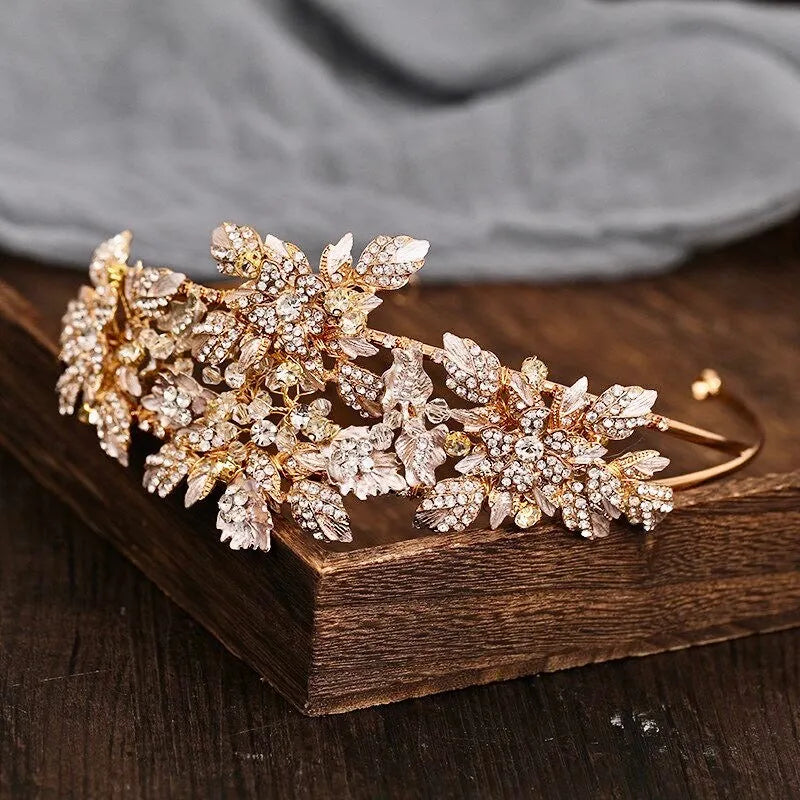 Wedding Hair Accessories - Gold Crystal Bridal Headband