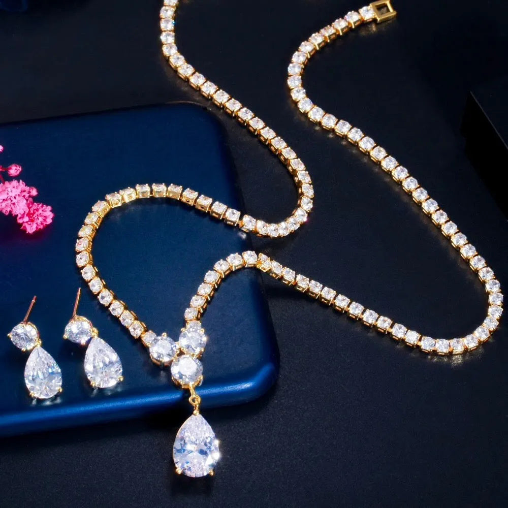 Wedding Jewelry - Cubic Zirconia Bridal Jewelry Set - Available in Silver and Gold