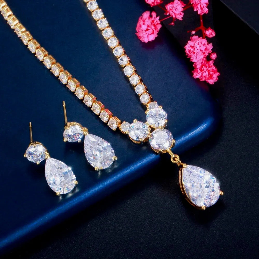 Wedding Jewelry - Cubic Zirconia Bridal Jewelry Set - Available in Silver and Gold