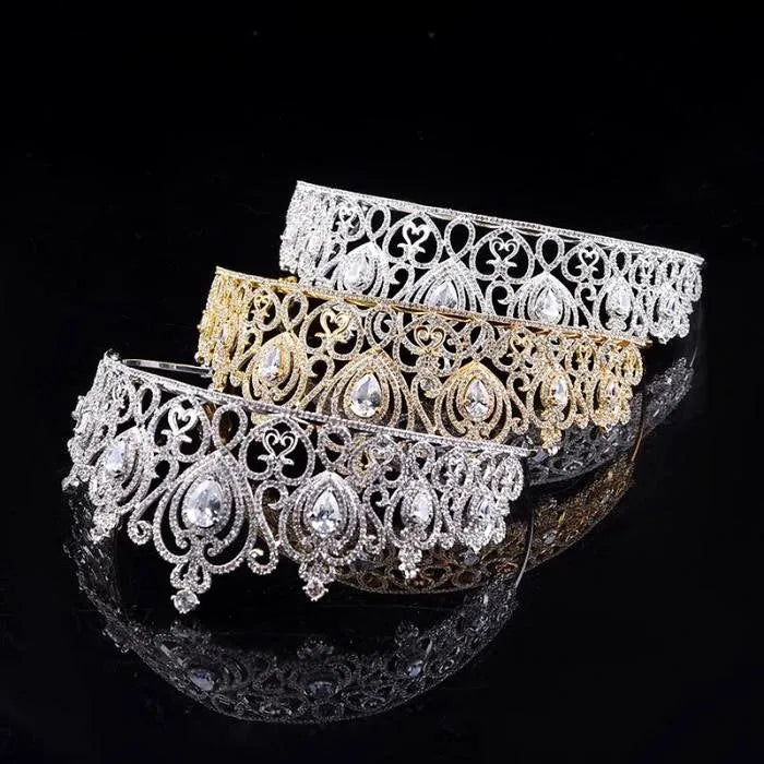 Wedding Hair Accessories - Cubic Zirconia Bridal Tiara - Available in Silver and Gold