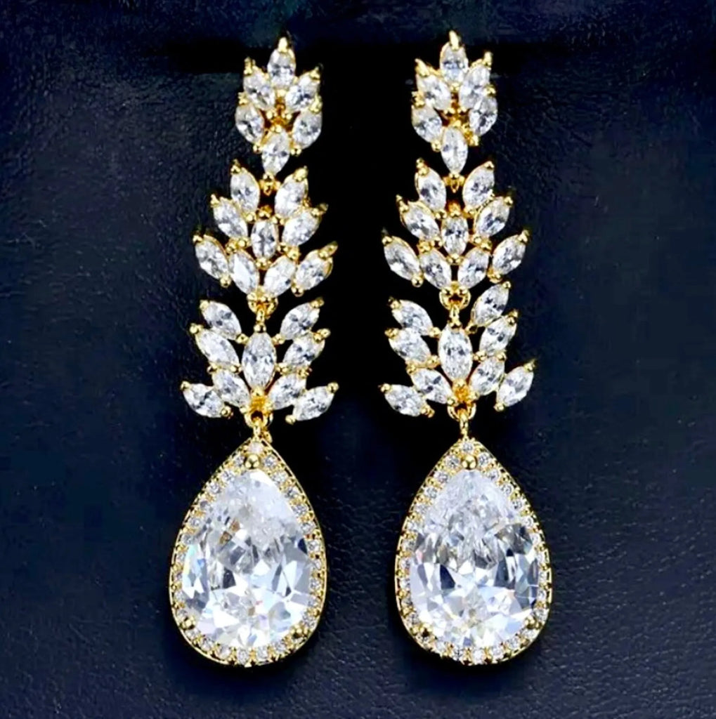Wedding Jewelry - Cubic Zirconia Bridal Earrings - More Colors Available 