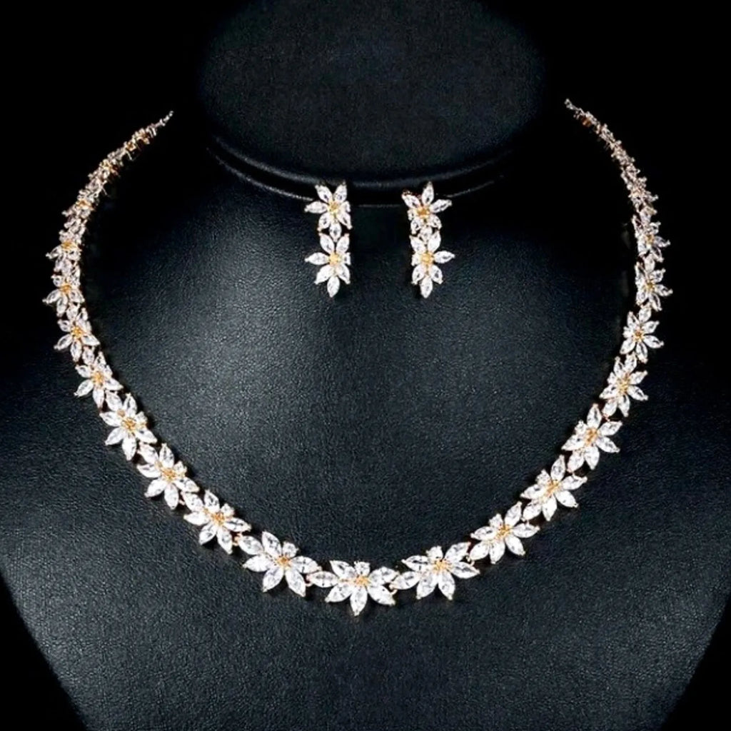 Wedding Jewelry - Cubic Zirconia Bridal Jewelry Set - Available in Silver and Gold