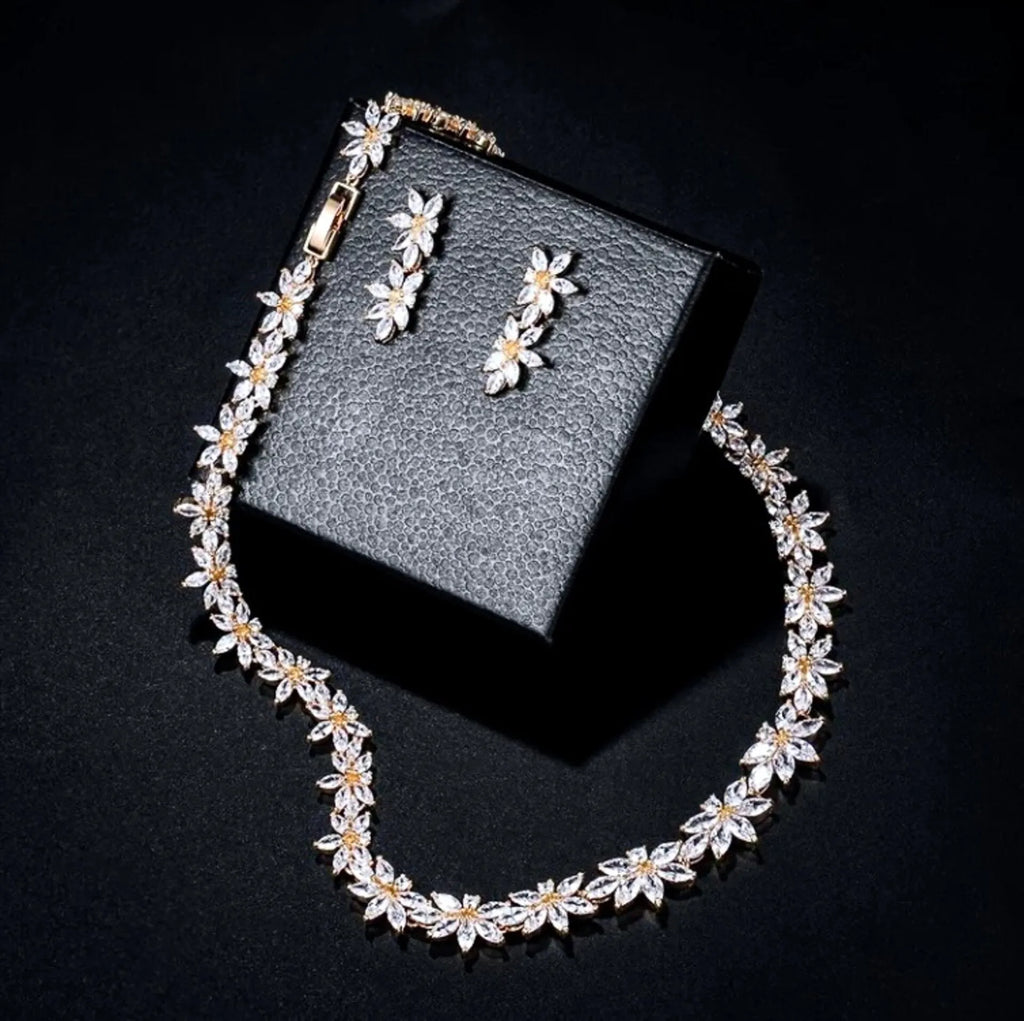 Wedding Jewelry - Cubic Zirconia Bridal Jewelry Set - Available in Silver and Gold