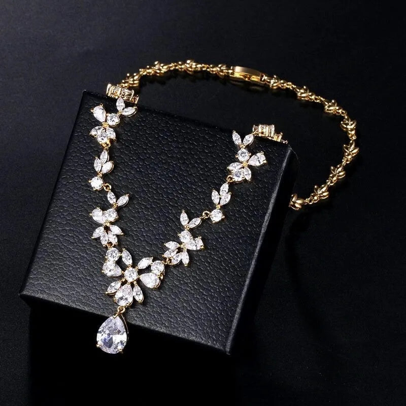 Wedding Jewelry - Cubic Zirconia Bridal Jewelry Set - Available in Silver, Yellow Gold and Rose Gold