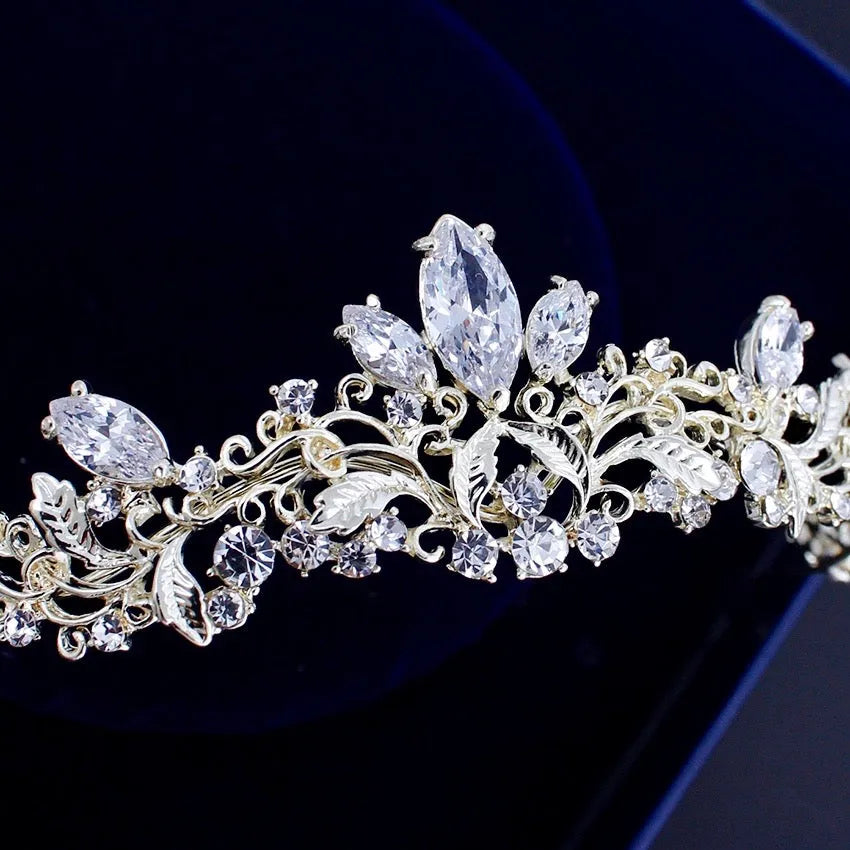 Wedding Hair Accessories - Gold Crystal Bridal Tiara