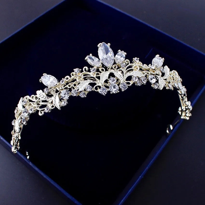 Wedding Hair Accessories - Gold Crystal Bridal Tiara