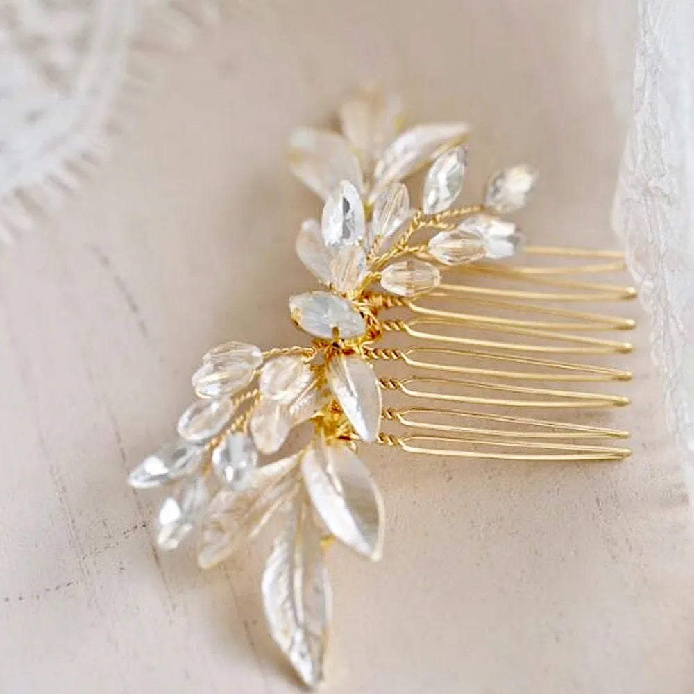 Wedding Hair Accessories - Gold Opal  Bridal Hair Comb