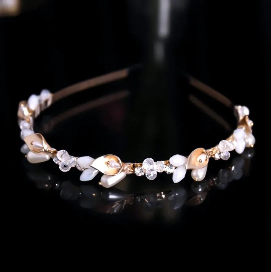 Wedding Hair Accessories - Gold Opal Bridal Headband