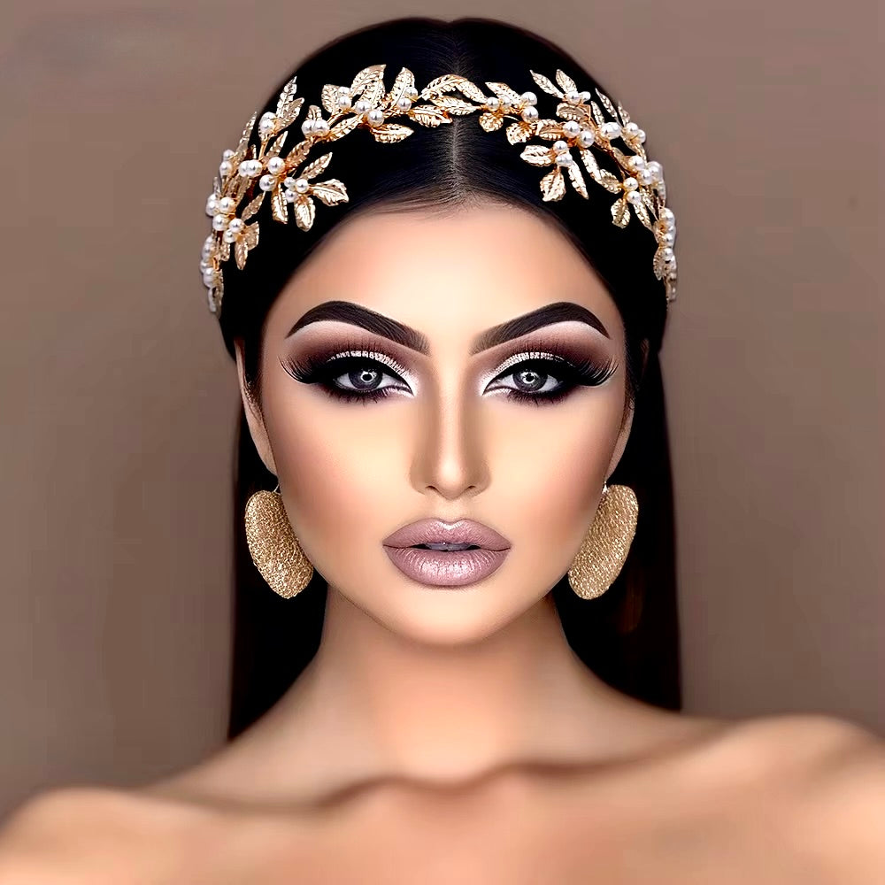 Wedding Hair Accessories - Gold Pearl Bridal Headband