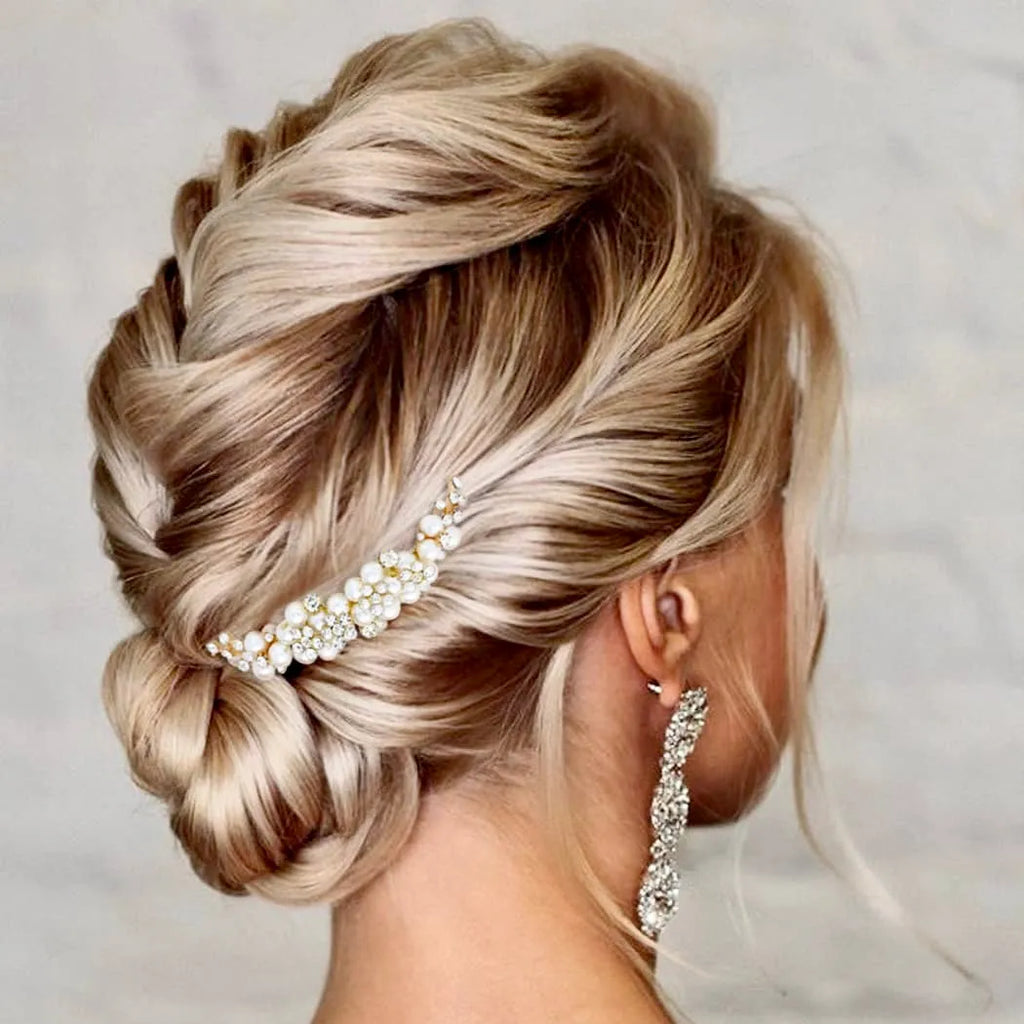 "Bertha" - Gold Pearl Bridal Hair Comb