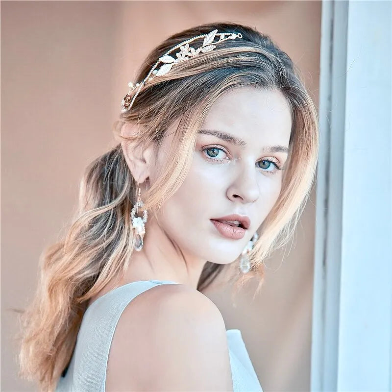 Wedding Hair Accessories - Gold Pearl Bridal Headband