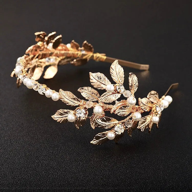 Wedding Hair Accessories - Gold Pearl Bridal Headband