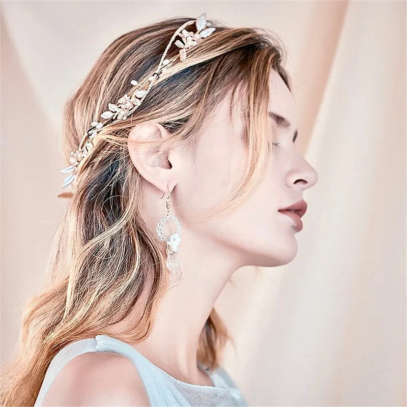 Wedding Hair Accessories - Gold Pearl Bridal Headband