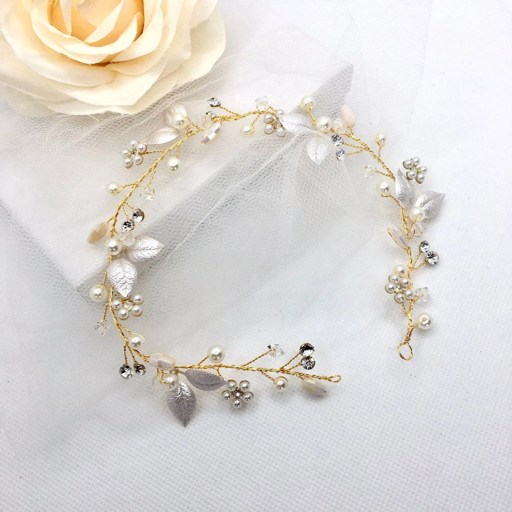 Wedding Hair Accessories - Romantic Floral Bridal Headband / Vine