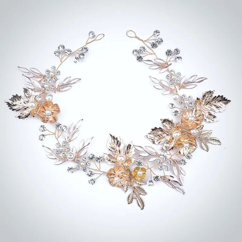 Wedding Hair Accessories - Gold Pearl Bridal Headdress