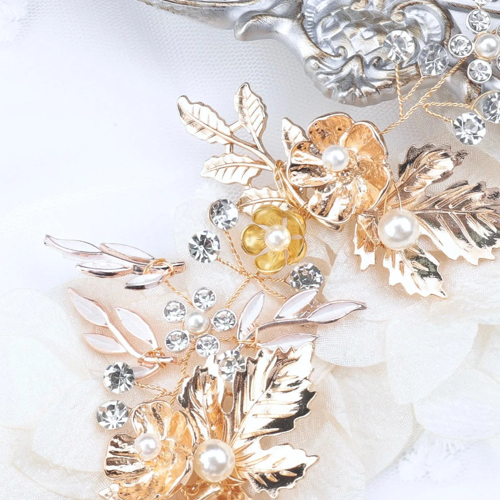 Wedding Hair Accessories - Gold Pearl Bridal Headdress