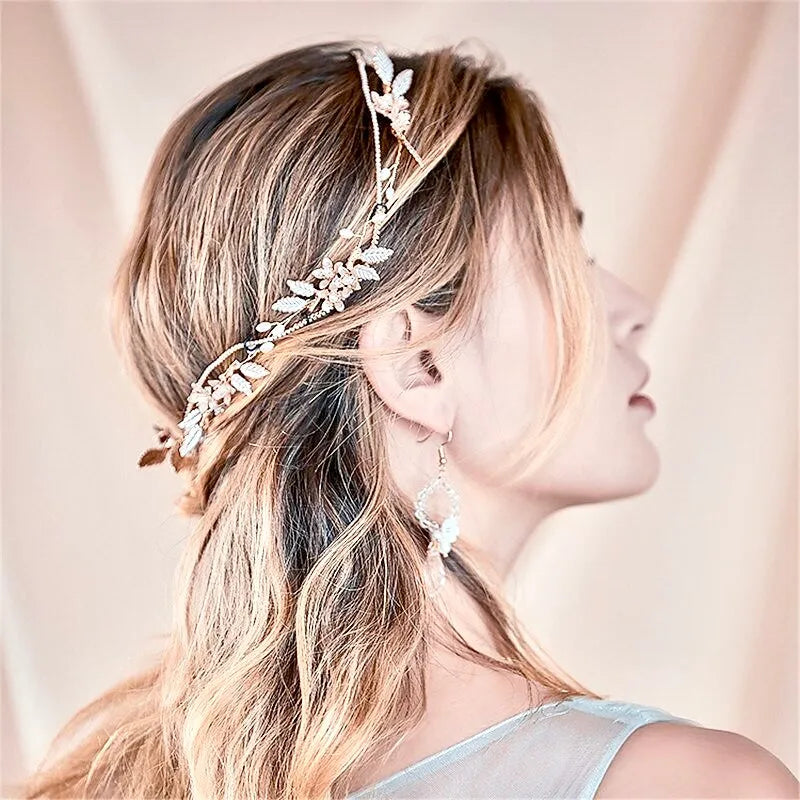 Wedding Hair Accessories - Gold Pearl Bridal Headband