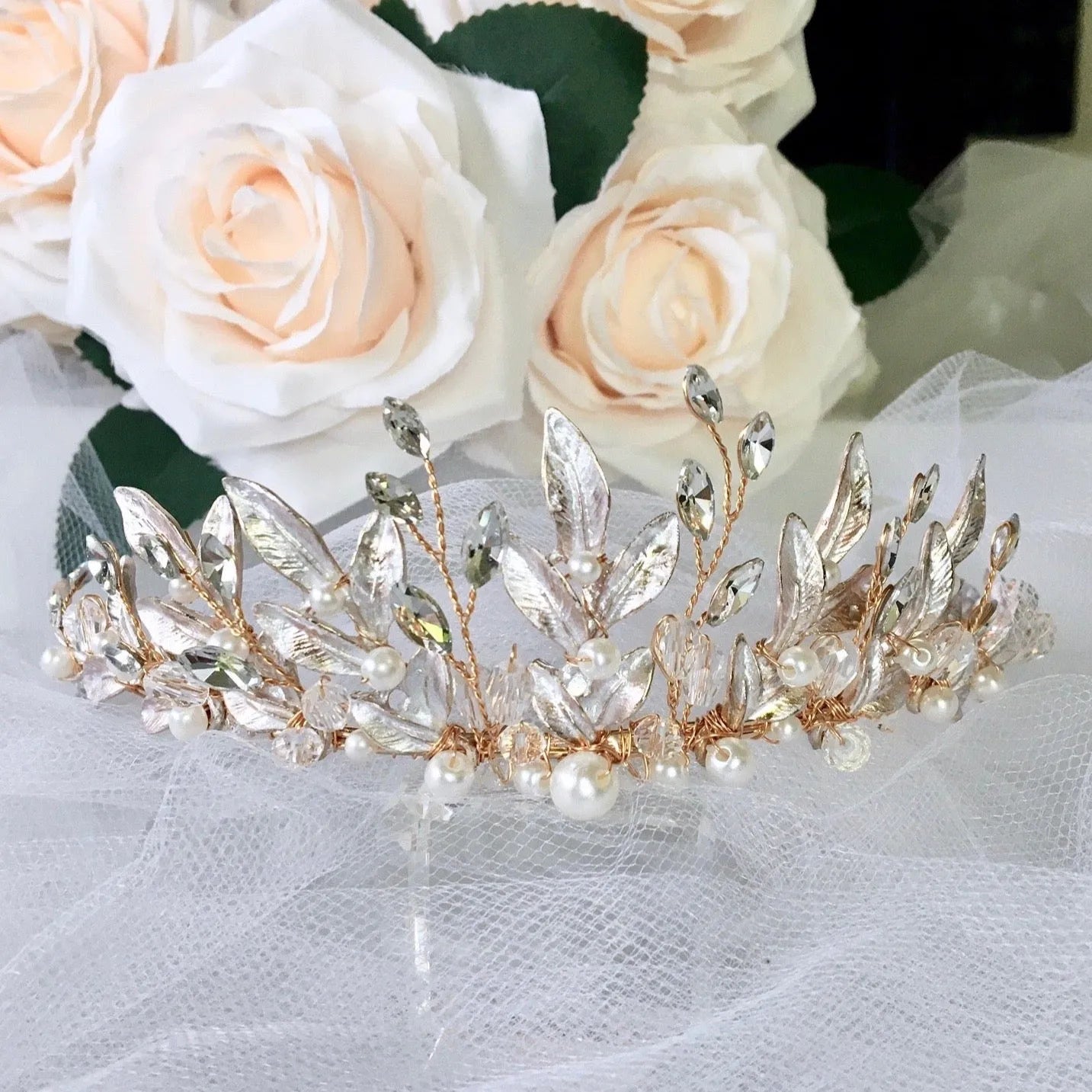 Bohemian Rose Gold Bridal Tiara – Wedding Hair Accessories 