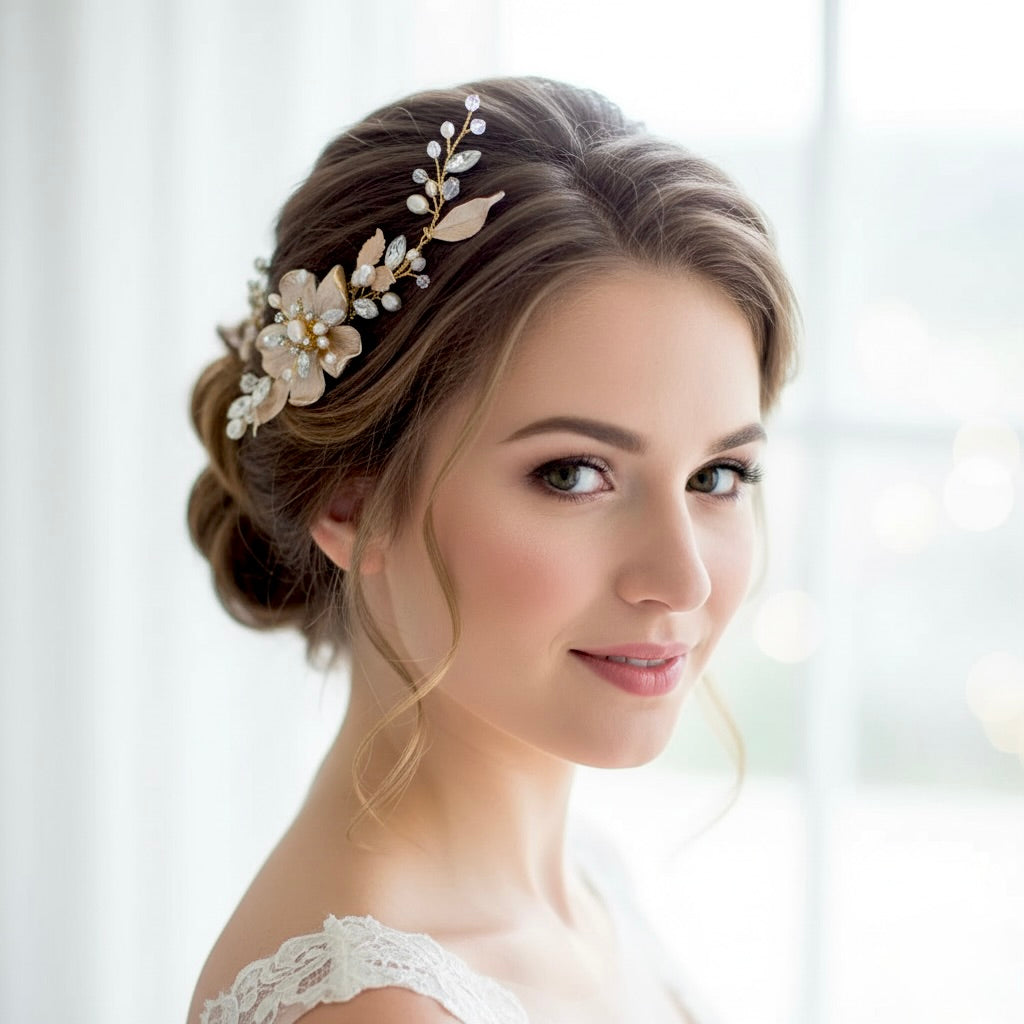 Wedding Hair Accessories - Swarovski Pearl and Opal Bridal Hair Clip