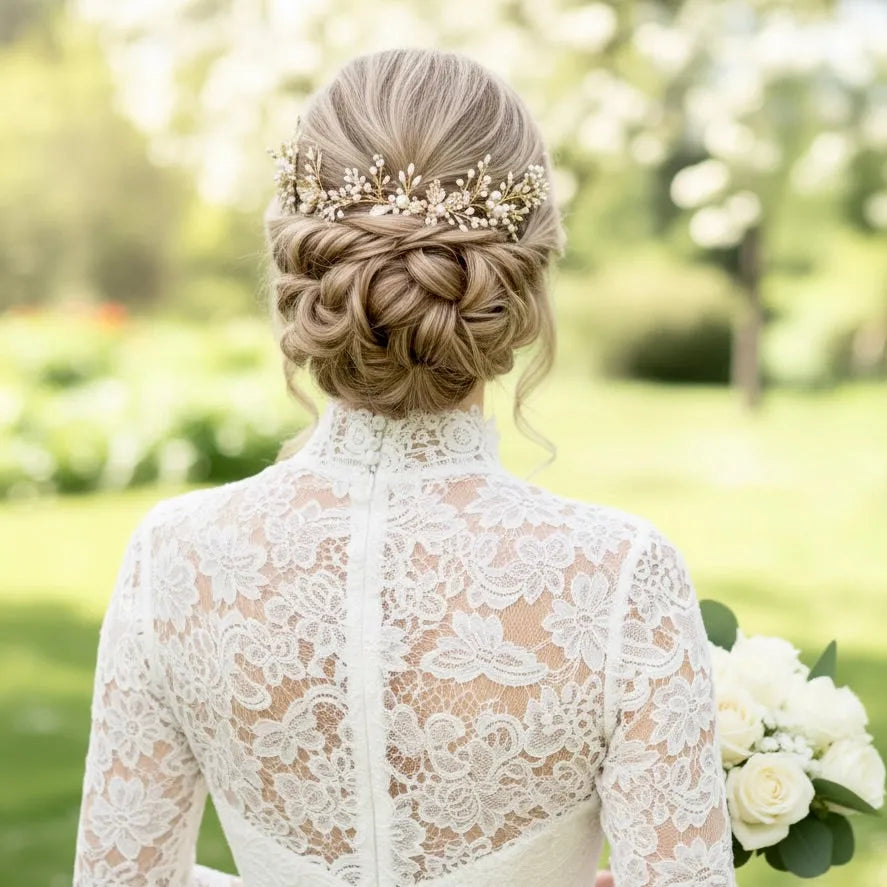 Wedding Hair Accessories - Gold Pearl Bridal Headdress