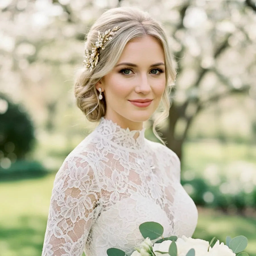 Wedding Hair Accessories - Gold Pearl Bridal Headdress