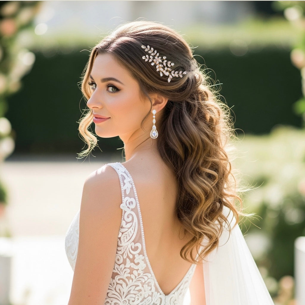 Wedding Jewelry - Cubic Zirconia Bridal Earrings - Available in Silver, Rose Gold and Yellow Gold