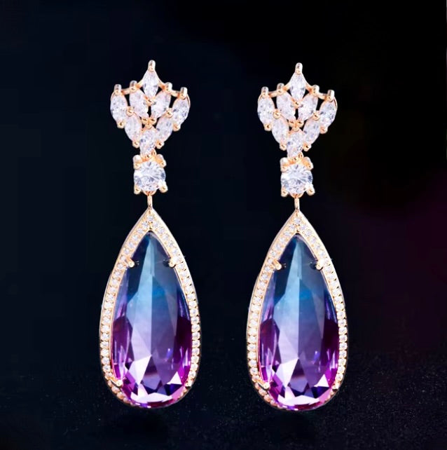 Wedding Jewelry Gradient Purple Cubic Zirconia Earrings ADORA by Simona