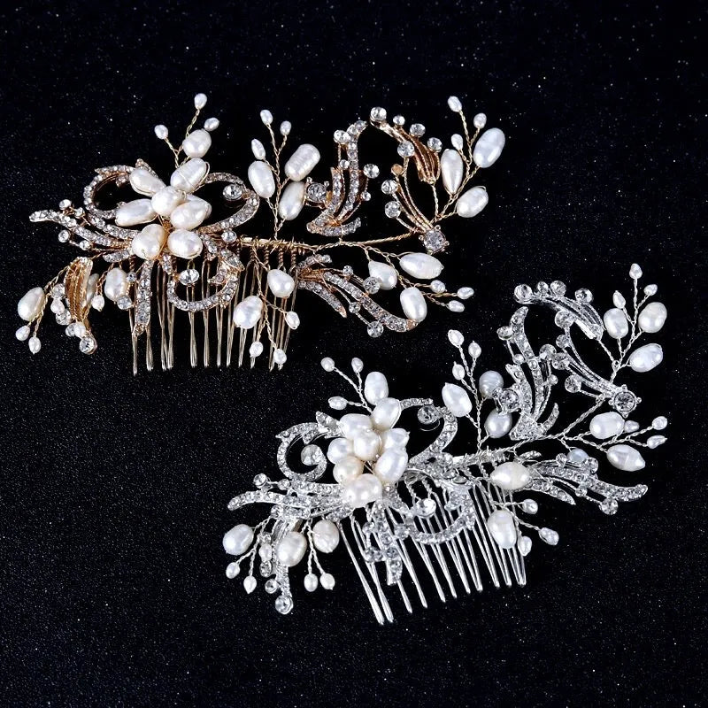 "Samantha" - Pearl and Crystal Bridal Hair Comb - Available in Silver and Gold