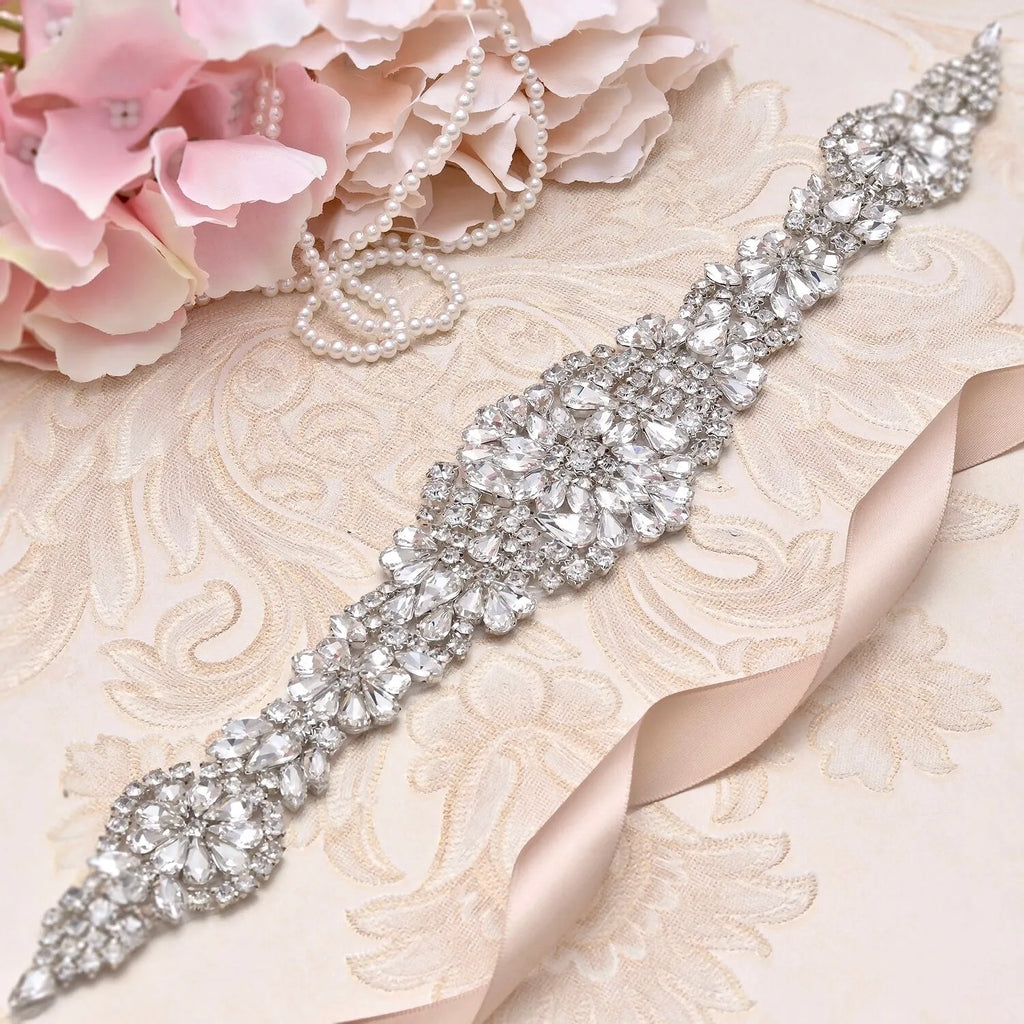 Wedding Accessories - Silver Crystal Bridal Belt/Sash