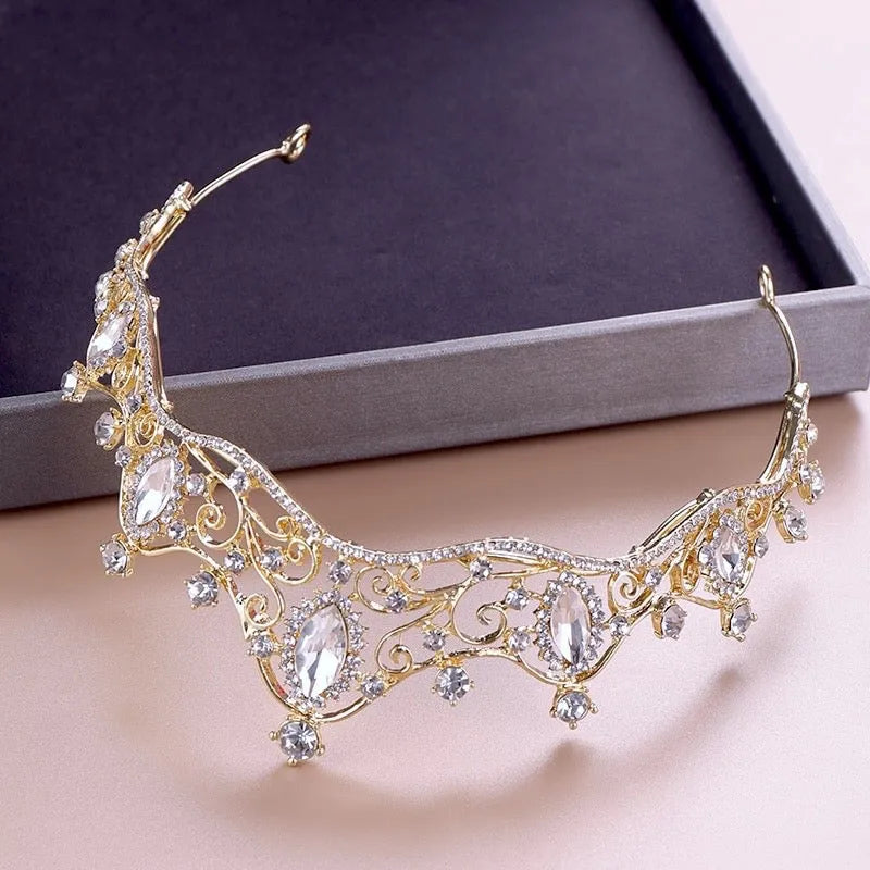 Wedding Hair Accessories - Gold Crystal Bridal Tiara