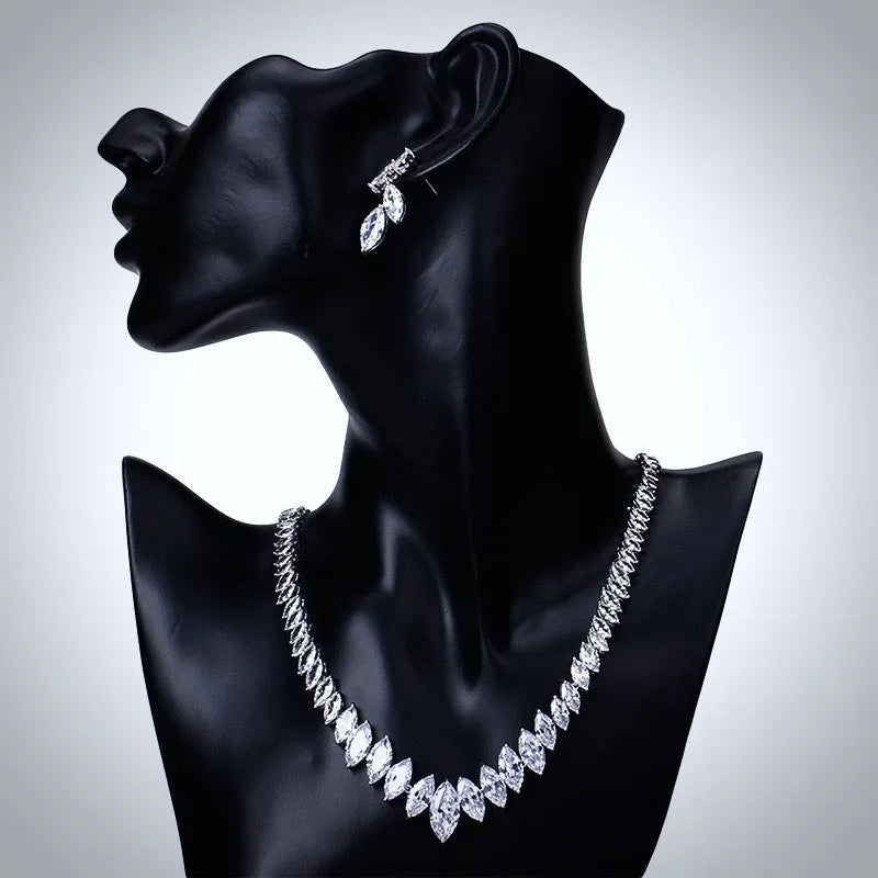 Wedding Jewelry - Silver Cubic Zirconia Bridal Jewelry Set