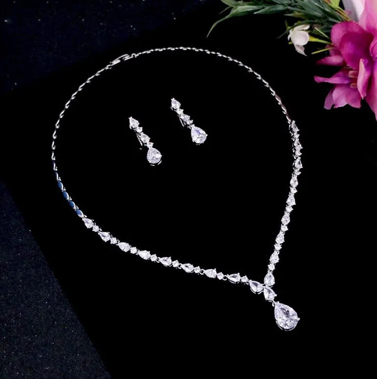Wedding Jewelry - CZ Bridal Jewelry Set - Available in Silver, Rose Gold and Yellow Gold