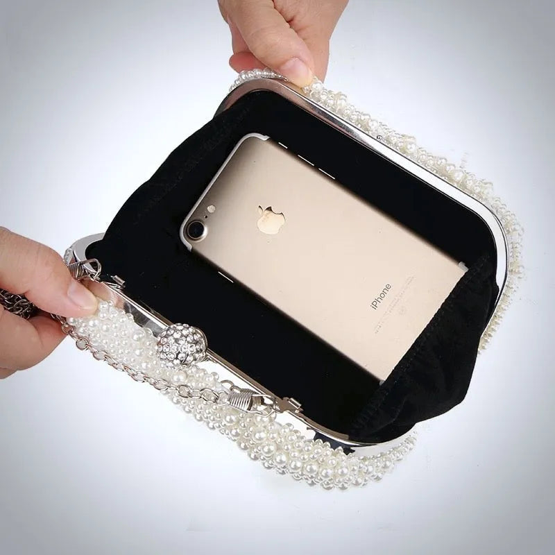 Wedding Handbags - Ivory Pearl Bridal Handbag Clutch