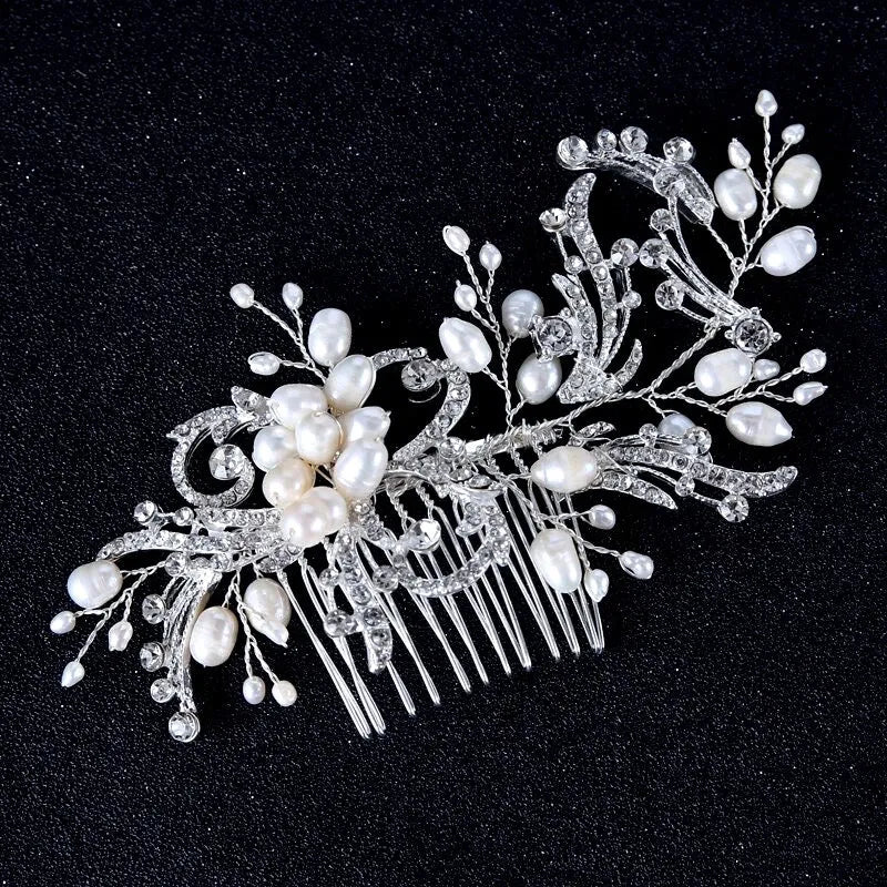 "Samantha" - Pearl and Crystal Bridal Hair Comb - Available in Silver and Gold